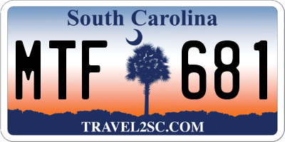 SC license plate MTF681