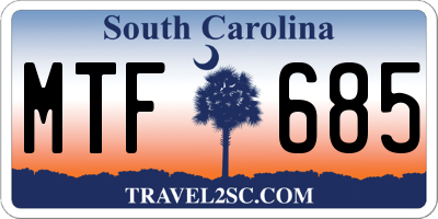 SC license plate MTF685