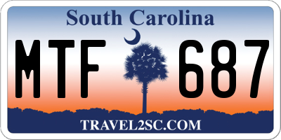 SC license plate MTF687