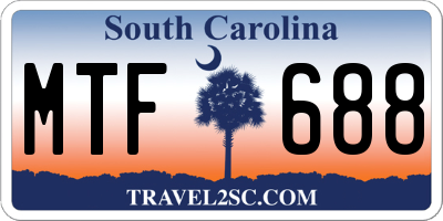 SC license plate MTF688