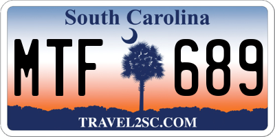 SC license plate MTF689