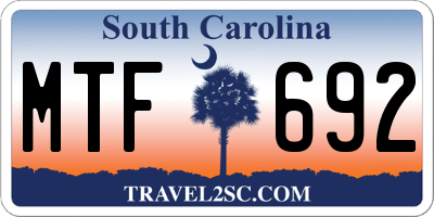 SC license plate MTF692