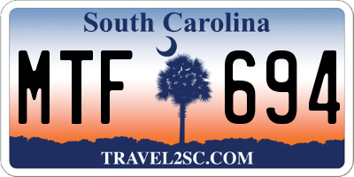 SC license plate MTF694