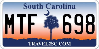 SC license plate MTF698