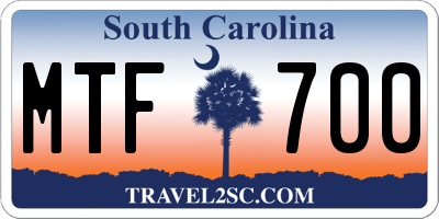 SC license plate MTF700