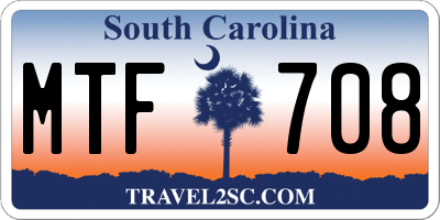 SC license plate MTF708