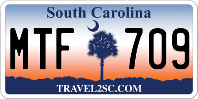 SC license plate MTF709