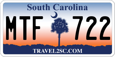 SC license plate MTF722