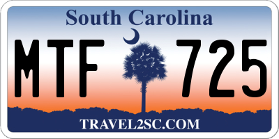 SC license plate MTF725