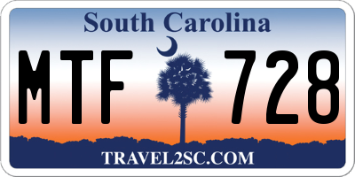SC license plate MTF728