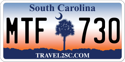 SC license plate MTF730