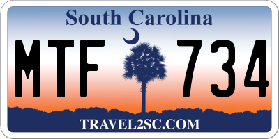SC license plate MTF734