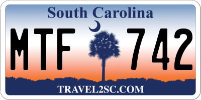 SC license plate MTF742