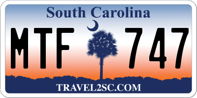 SC license plate MTF747
