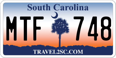 SC license plate MTF748