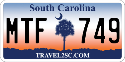 SC license plate MTF749