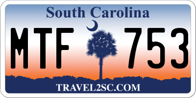 SC license plate MTF753