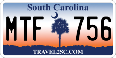 SC license plate MTF756