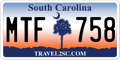 SC license plate MTF758