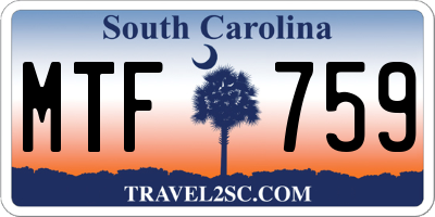 SC license plate MTF759