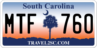 SC license plate MTF760