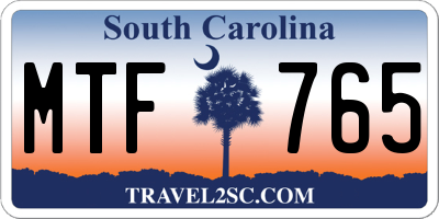 SC license plate MTF765