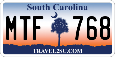 SC license plate MTF768