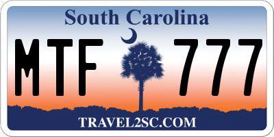 SC license plate MTF777