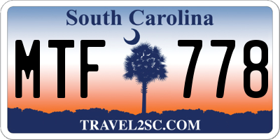 SC license plate MTF778