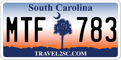 SC license plate MTF783