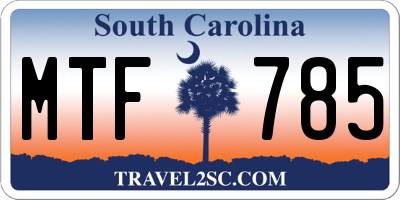 SC license plate MTF785