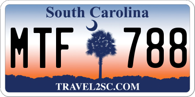 SC license plate MTF788