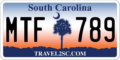 SC license plate MTF789