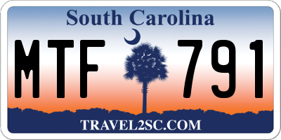 SC license plate MTF791
