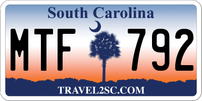 SC license plate MTF792