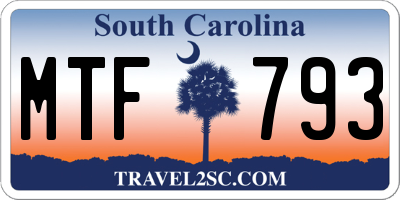 SC license plate MTF793