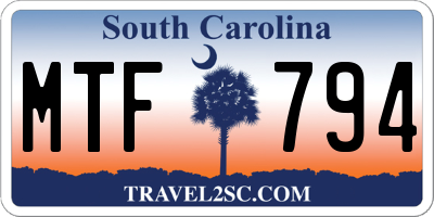 SC license plate MTF794