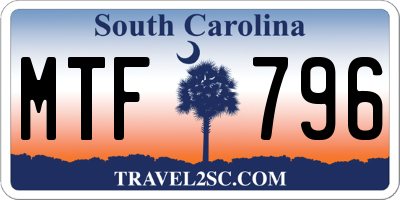 SC license plate MTF796