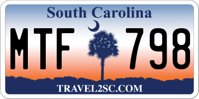 SC license plate MTF798