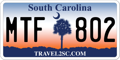 SC license plate MTF802