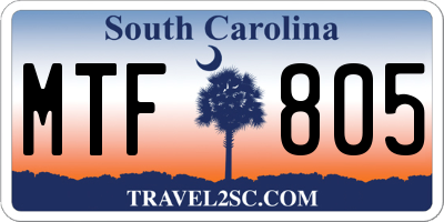 SC license plate MTF805