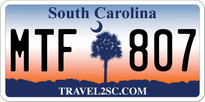 SC license plate MTF807