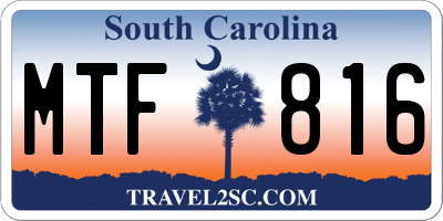 SC license plate MTF816