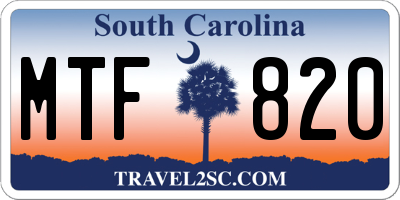 SC license plate MTF820
