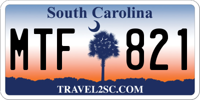 SC license plate MTF821