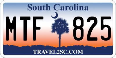 SC license plate MTF825
