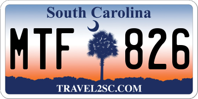 SC license plate MTF826
