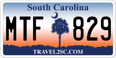 SC license plate MTF829