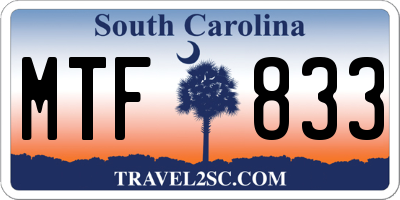 SC license plate MTF833