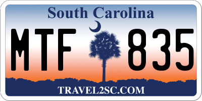 SC license plate MTF835